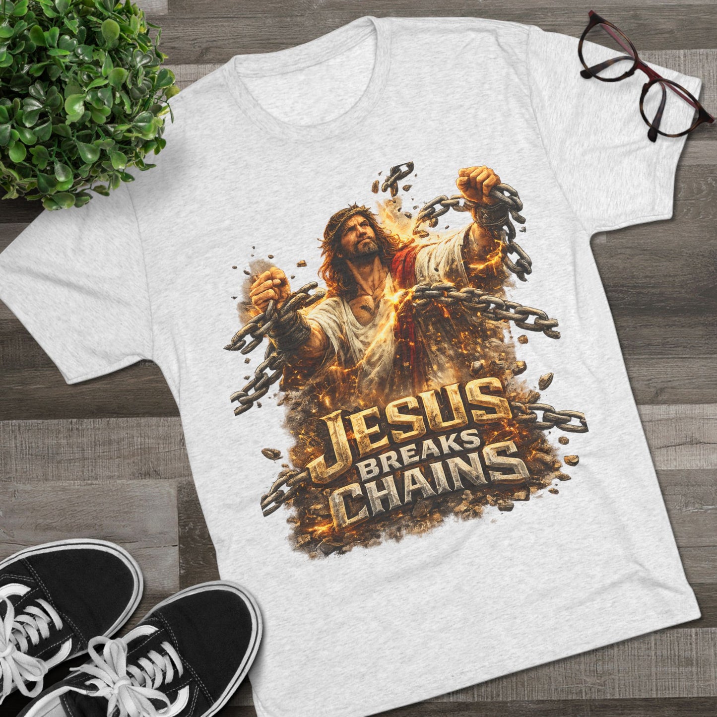 Jesus Breaks Chains Tri-Blend Crew Tee