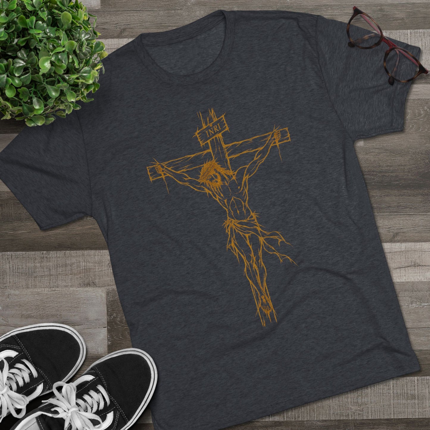 Crucifix Unisex Tri-Blend Crew Tee