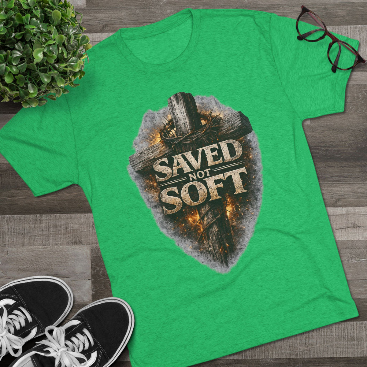 Saved but Not Soft Unisex Tri-Blend Crew Tee