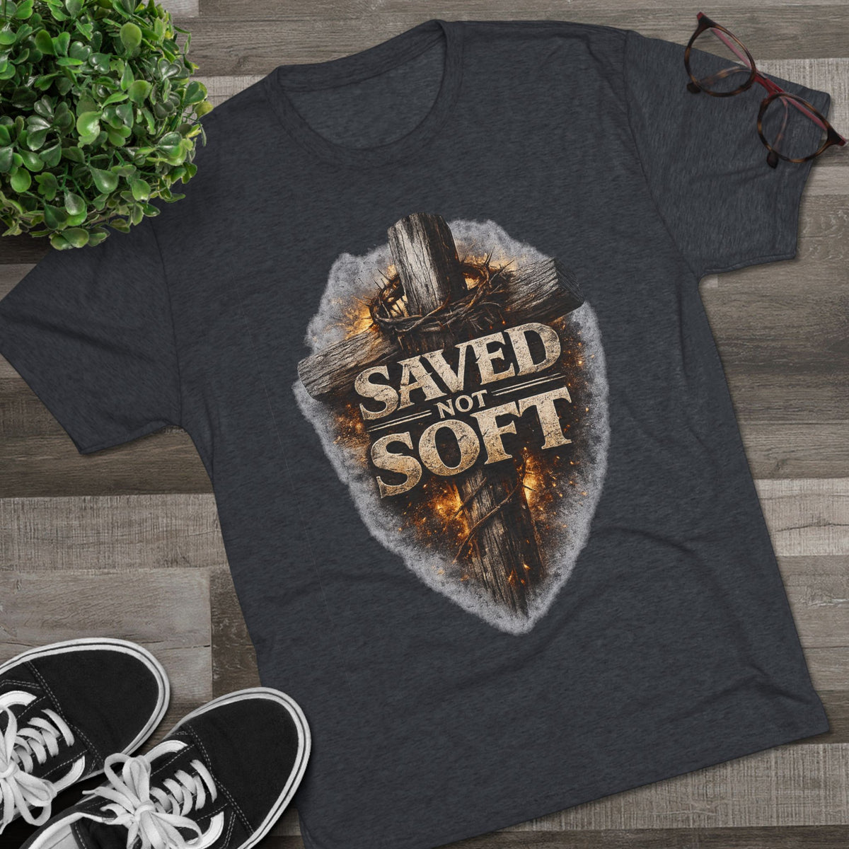 Saved but Not Soft Unisex Tri-Blend Crew Tee