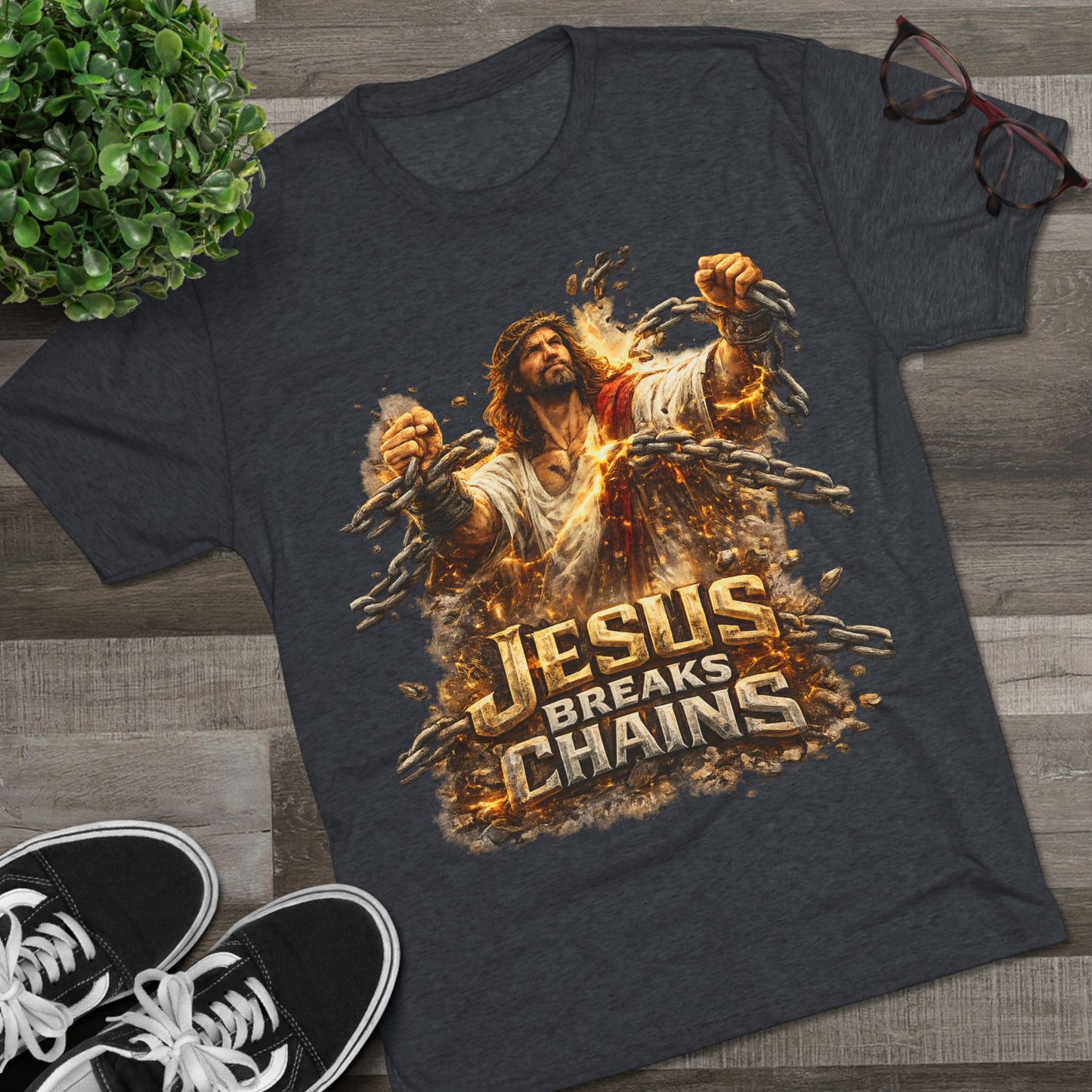 Jesus Breaks Chains Tri-Blend Crew Tee