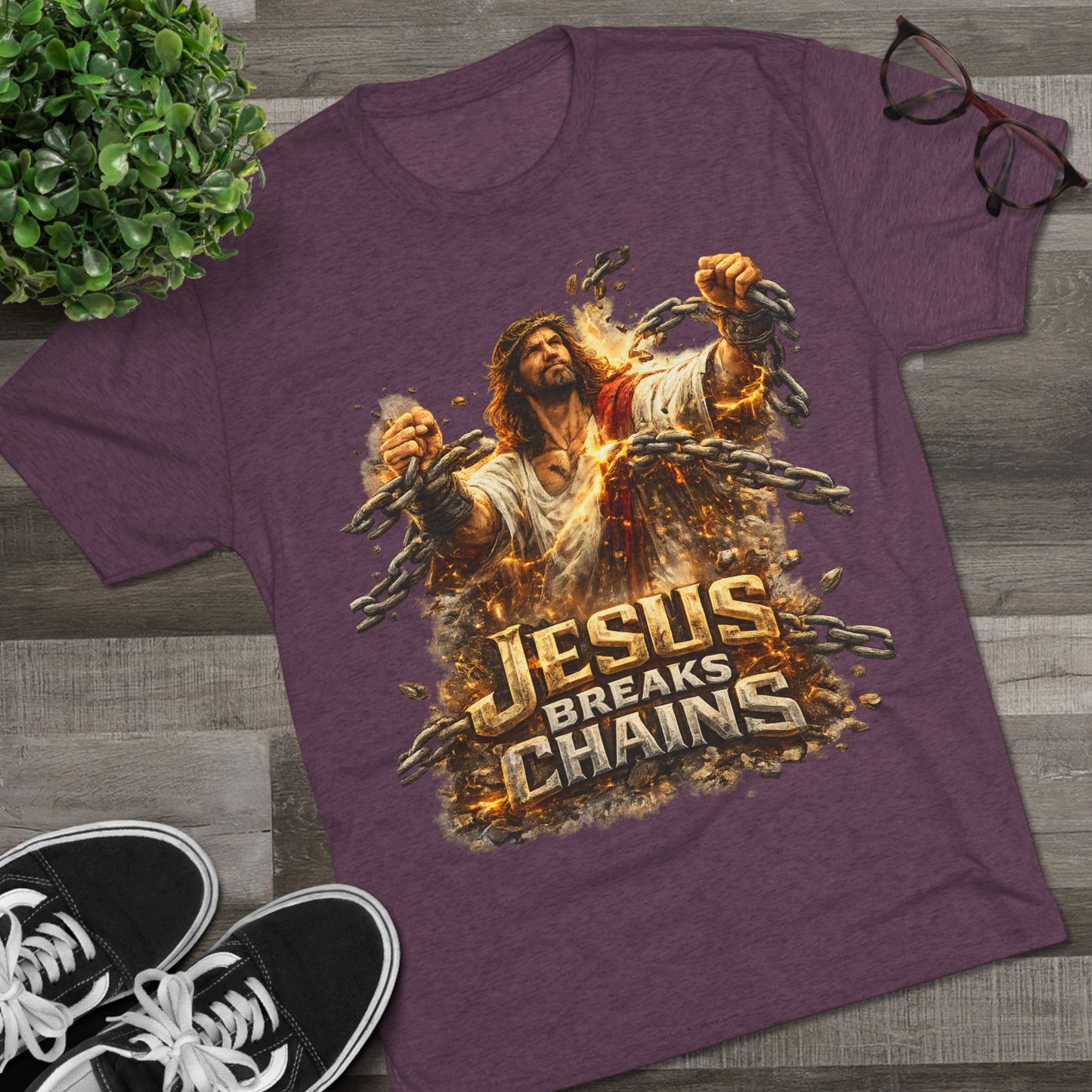 Jesus Breaks Chains Tri-Blend Crew Tee