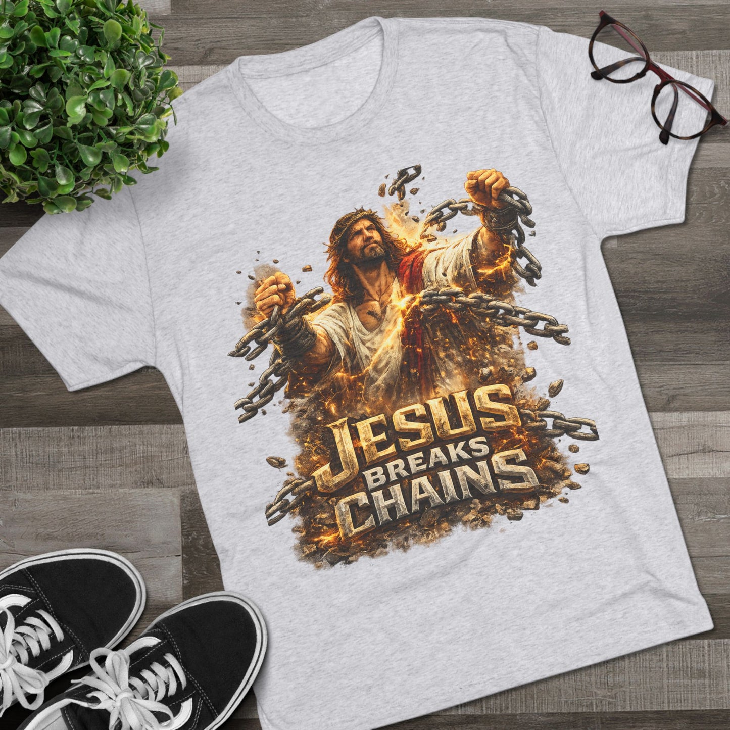 Jesus Breaks Chains Tri-Blend Crew Tee