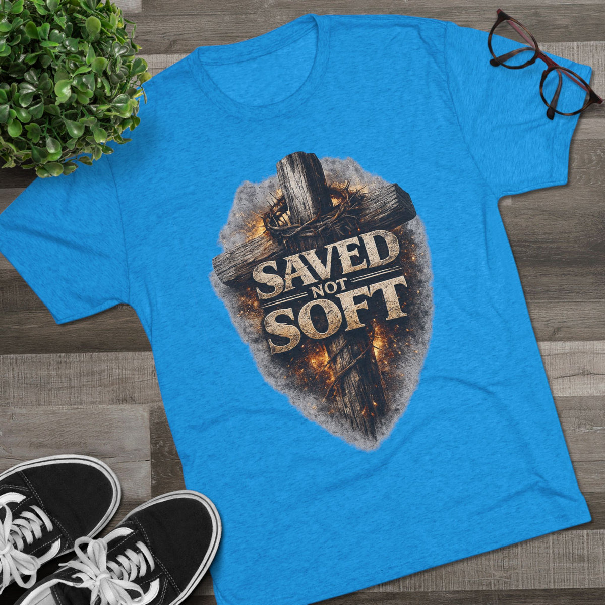 Saved but Not Soft Unisex Tri-Blend Crew Tee