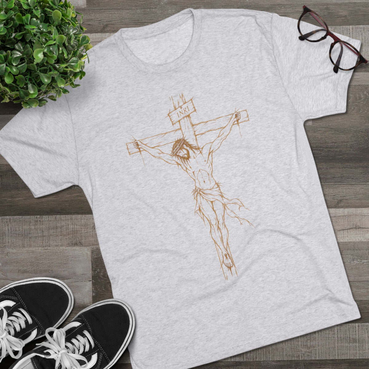 Crucifix Unisex Tri-Blend Crew Tee