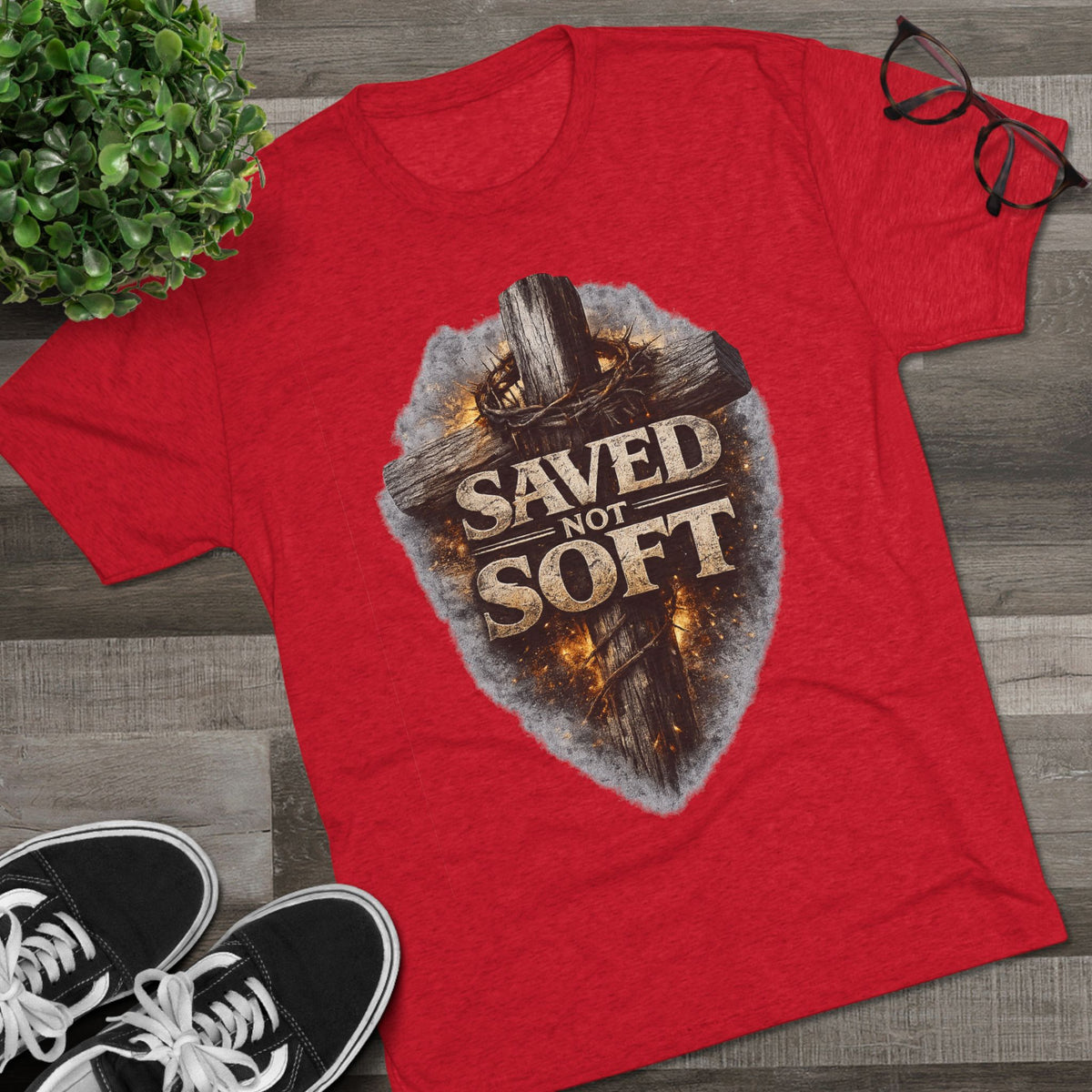 Saved but Not Soft Unisex Tri-Blend Crew Tee