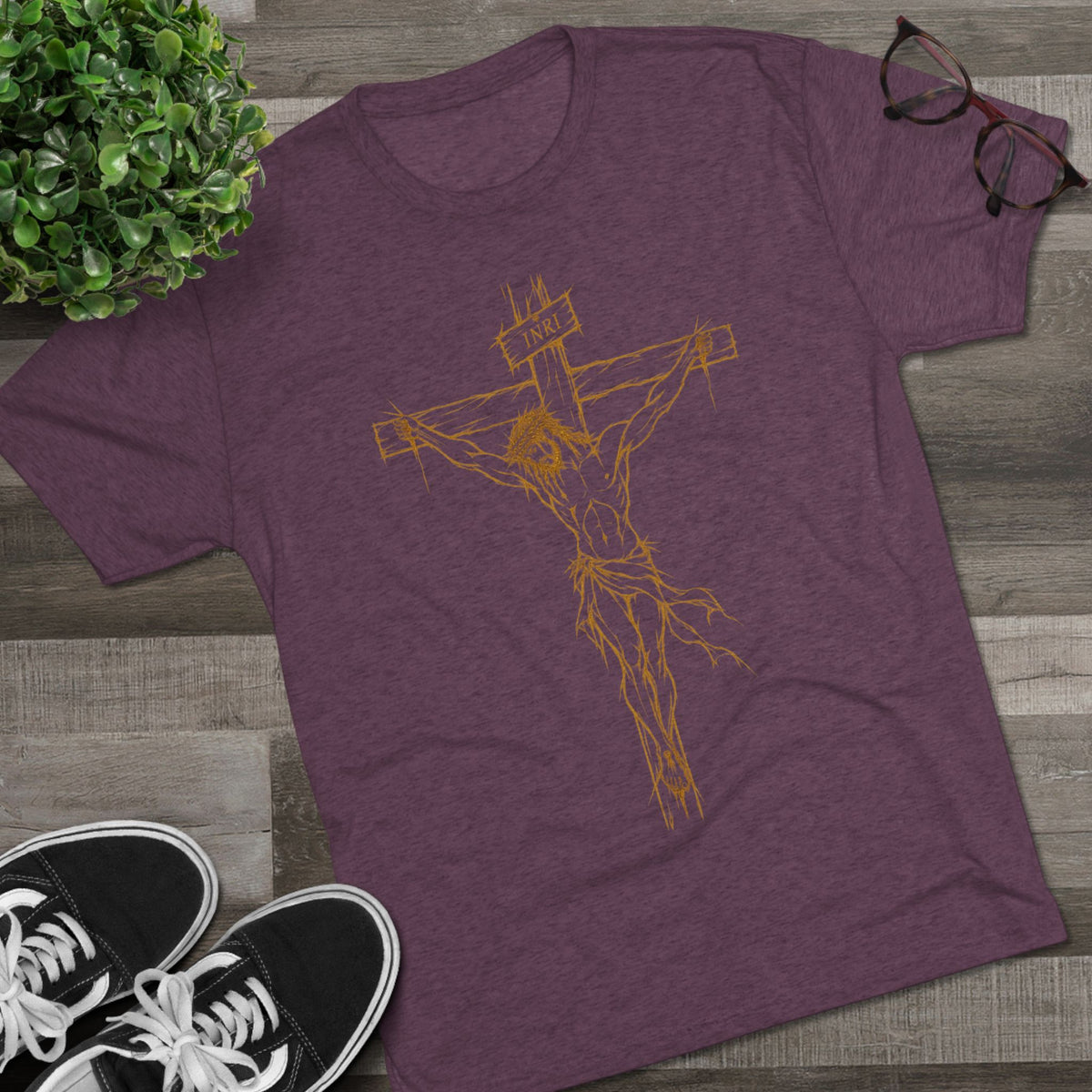 Crucifix Unisex Tri-Blend Crew Tee
