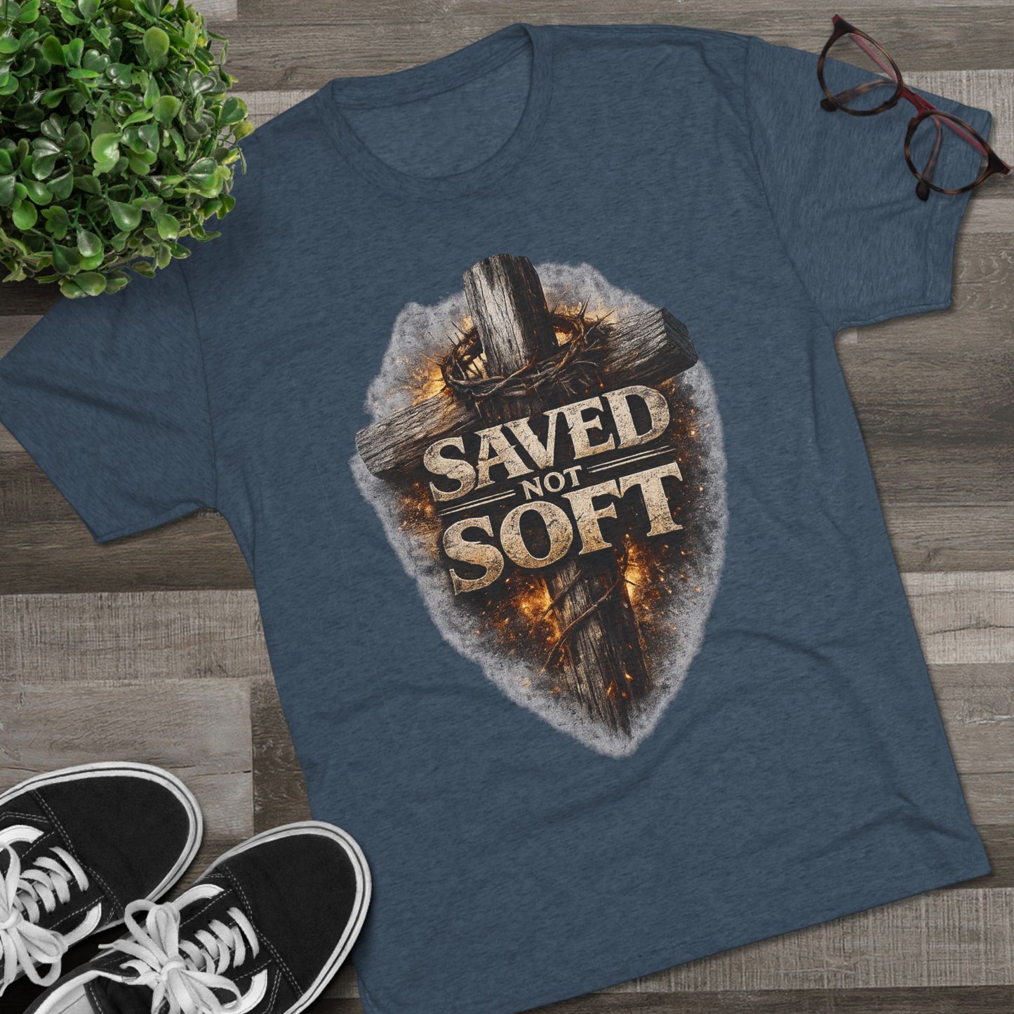 Saved but Not Soft Unisex Tri-Blend Crew Tee