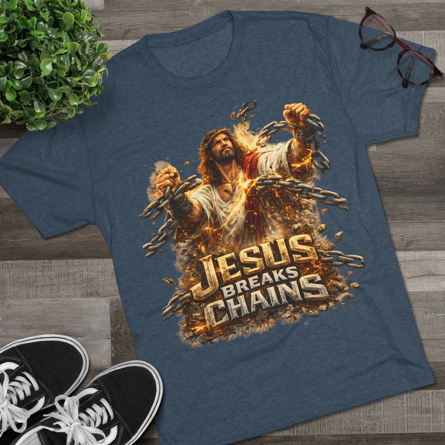 Jesus Breaks Chains Tri-Blend Crew Tee
