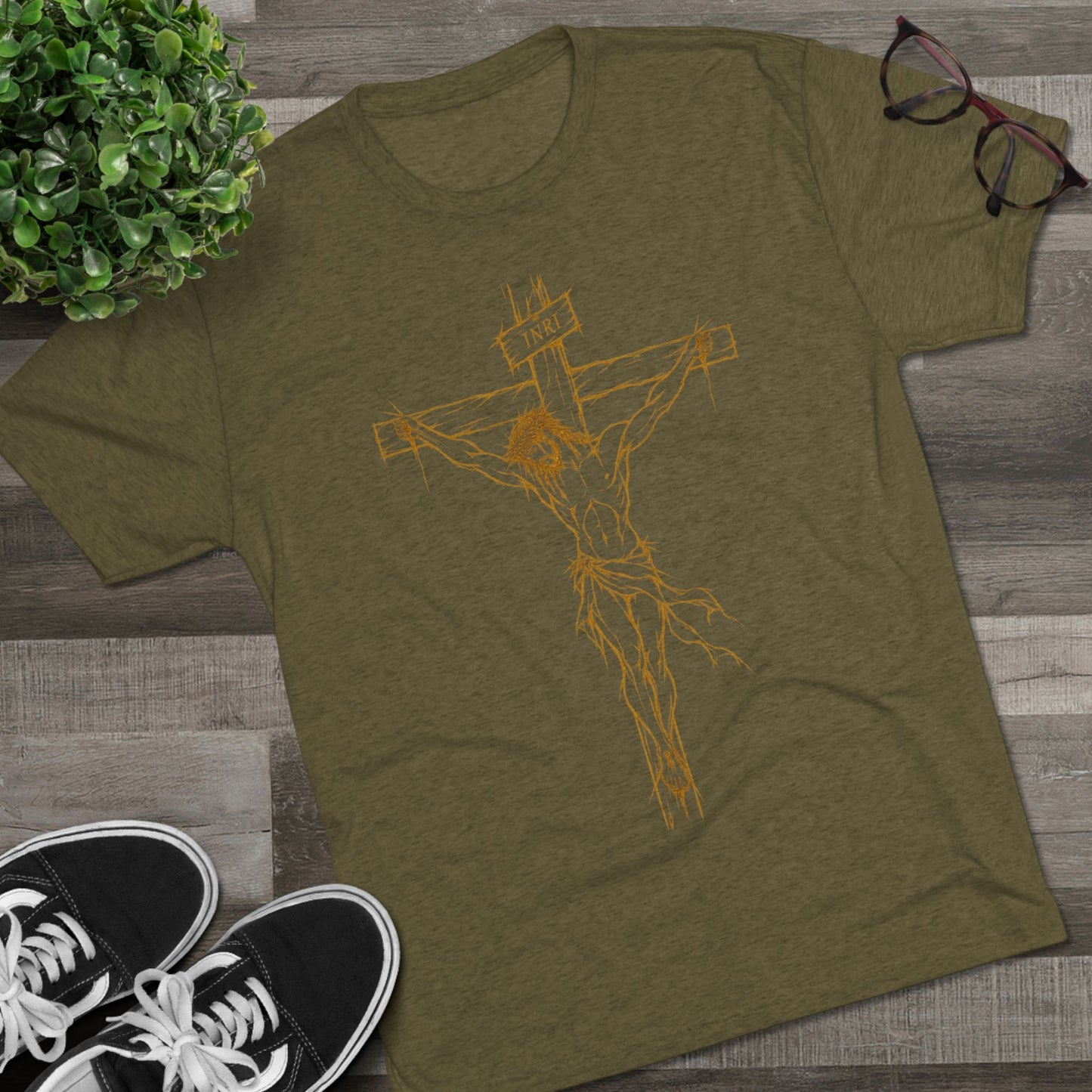 Crucifix Unisex Tri-Blend Crew Tee