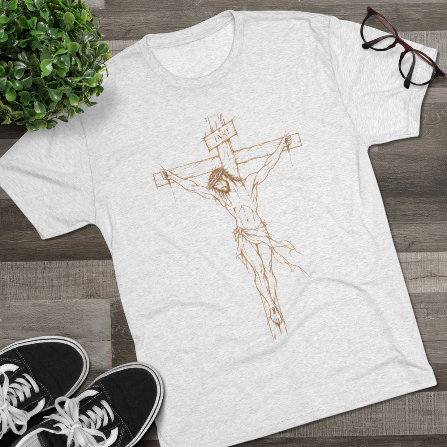 Crucifix Unisex Tri-Blend Crew Tee