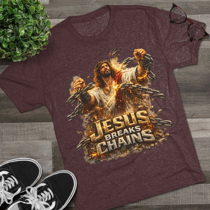Jesus Breaks Chains Tri-Blend Crew Tee
