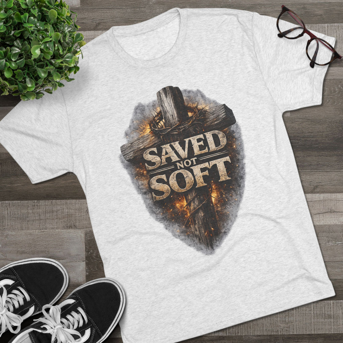 Saved but Not Soft Unisex Tri-Blend Crew Tee