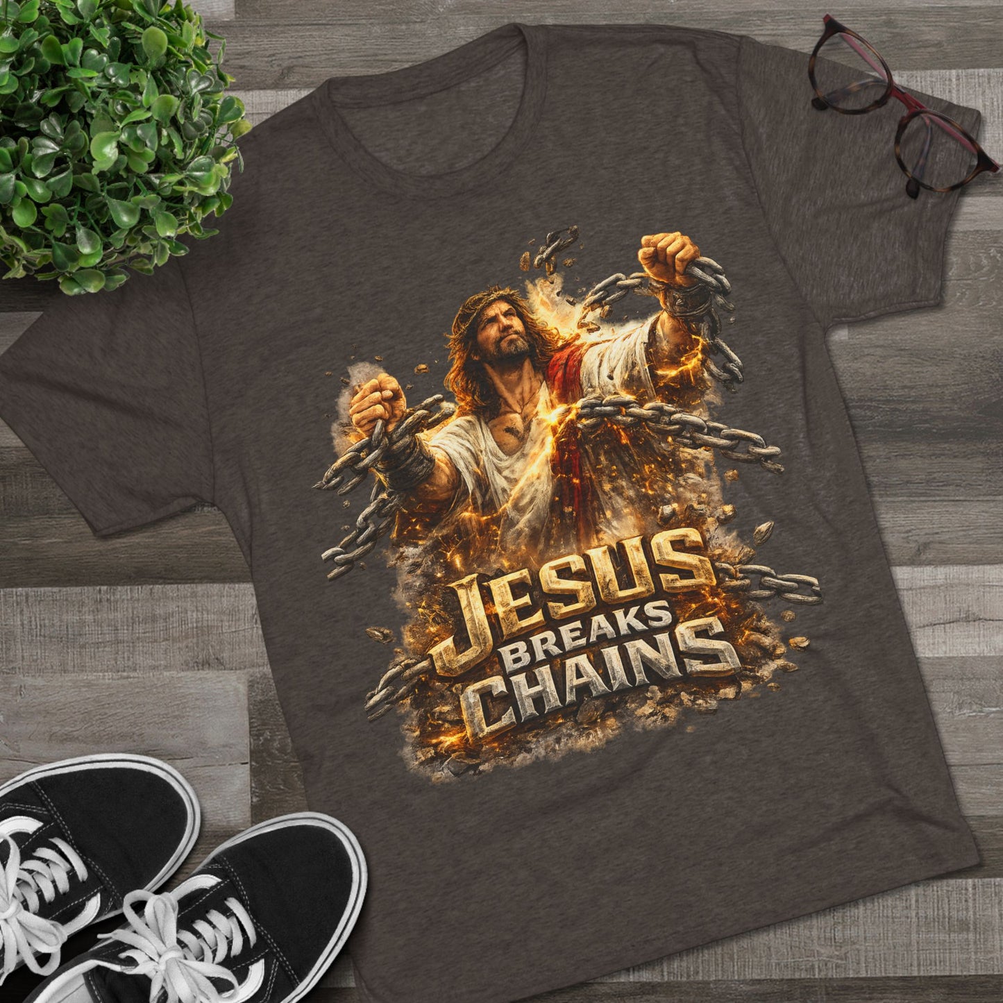 Jesus Breaks Chains Tri-Blend Crew Tee
