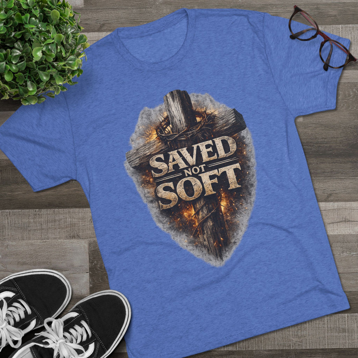 Saved but Not Soft Unisex Tri-Blend Crew Tee