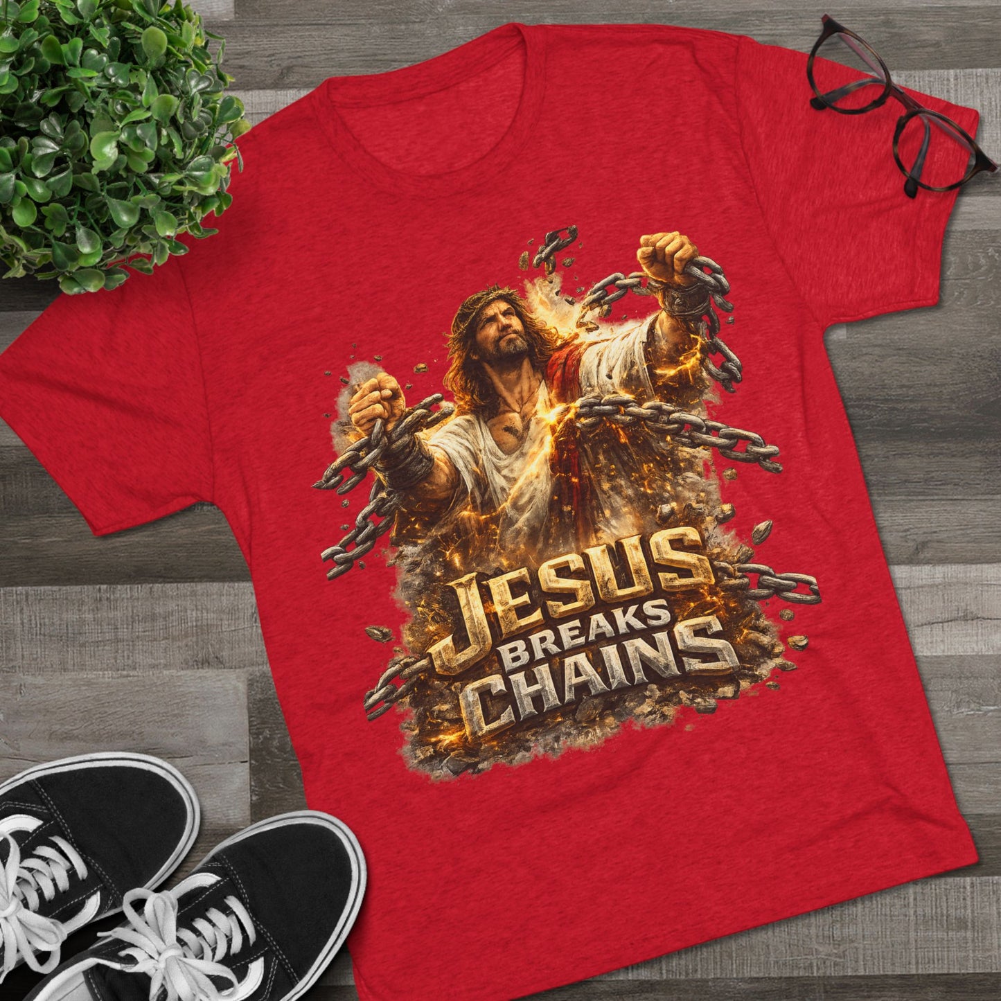 Jesus Breaks Chains Tri-Blend Crew Tee