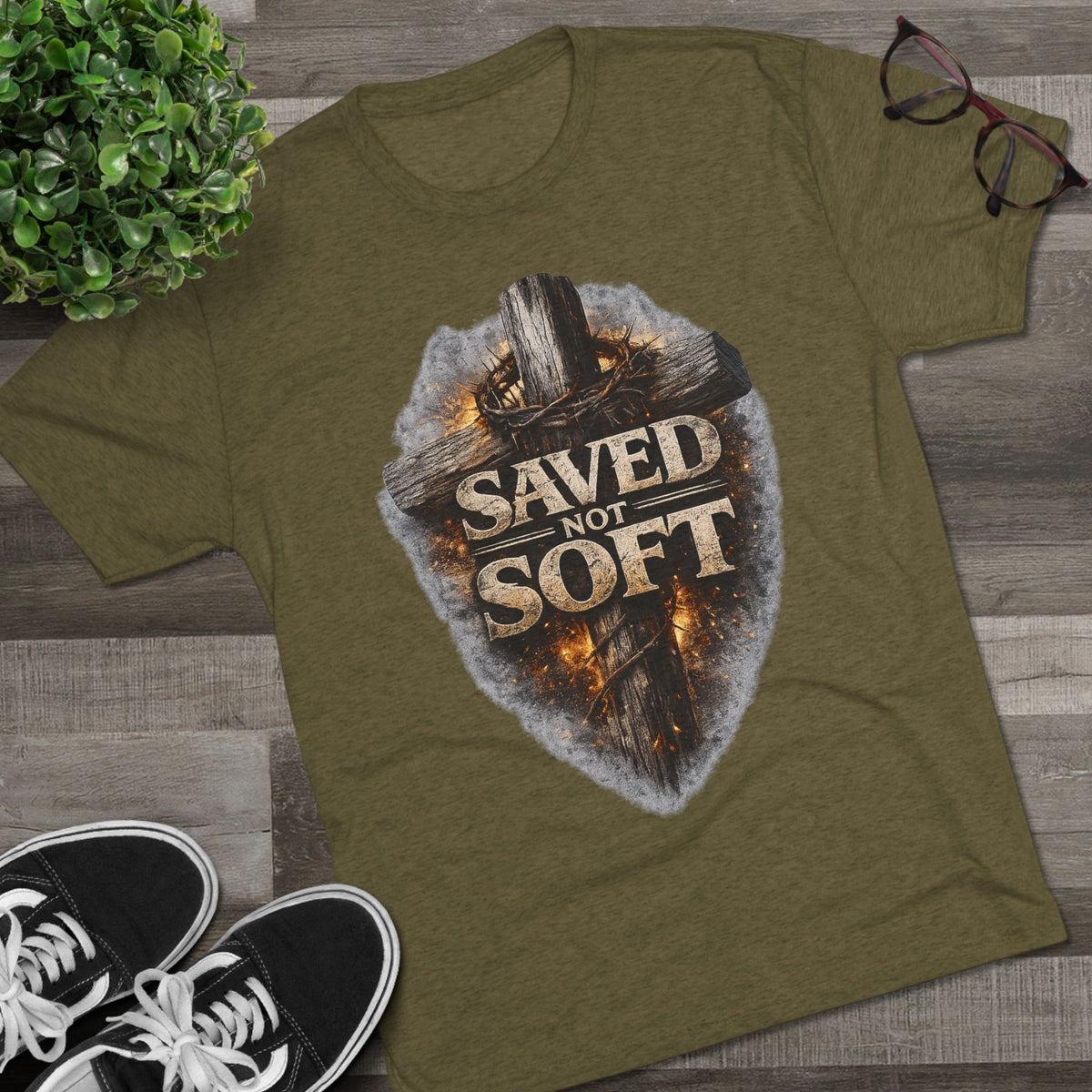 Saved but Not Soft Unisex Tri-Blend Crew Tee