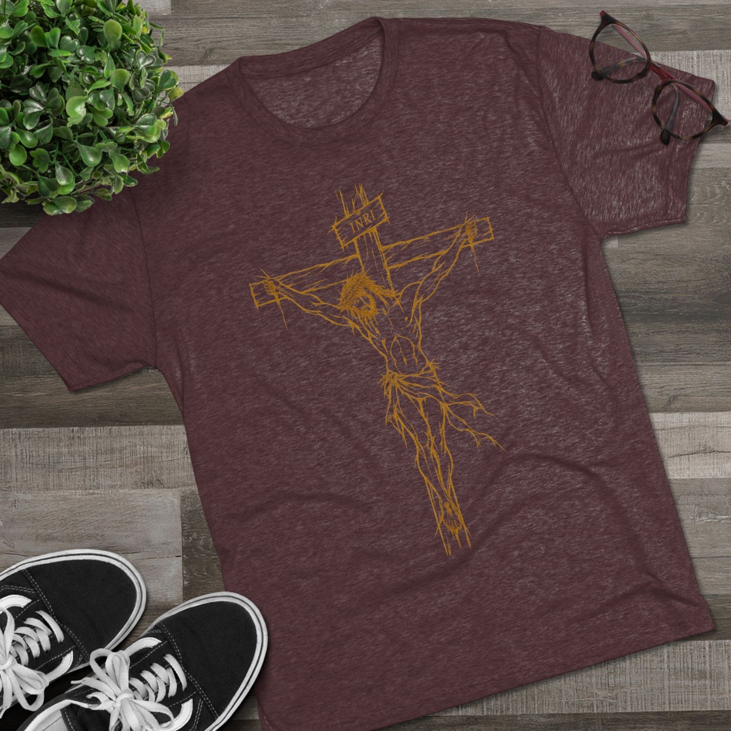 Crucifix Unisex Tri-Blend Crew Tee
