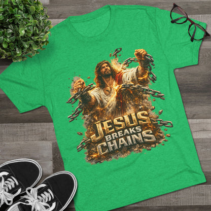Jesus Breaks Chains Tri-Blend Crew Tee